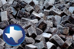 texas map icon and paving cobblestones