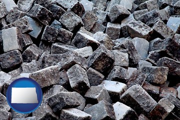 paving cobblestones - with North Dakota icon